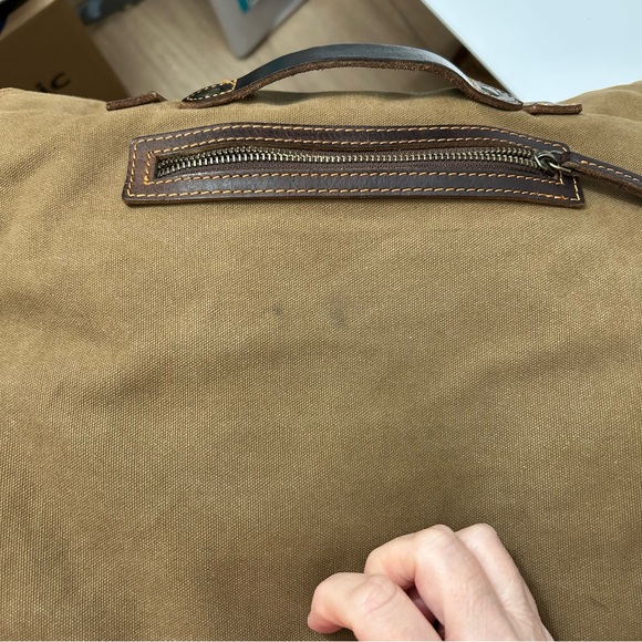 DamnDog Haversack in Swamp Green: Canvas Messenger Bag with Leather Straps - Picture 16 of 16